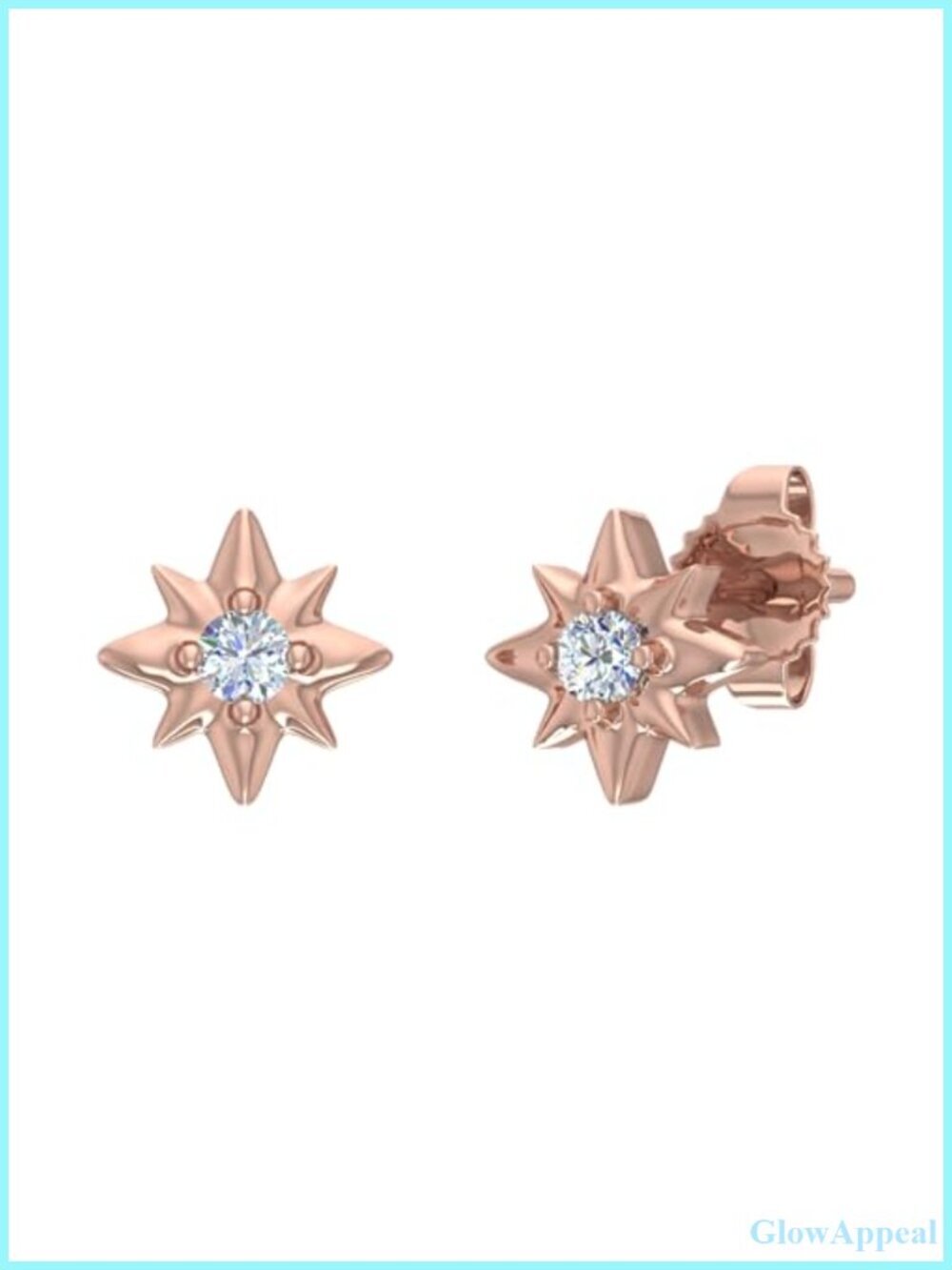 0.05 Carat Diamond Star Stud Earrings in 10K Rose Gold